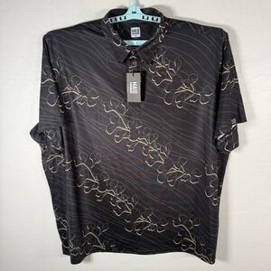 HAE Hawaii Polo Shirt Mens 4XL Black Floral New Hope Oahu Performance Golf Beach